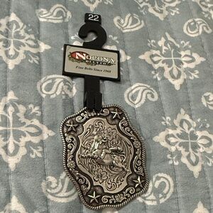 Nocona Silver Western Buckle with Horse and Stars
